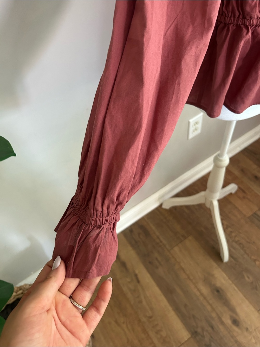 LOFT Double Tie Waist V-Neck Top in Dusty Rose - Picture 7 of 11